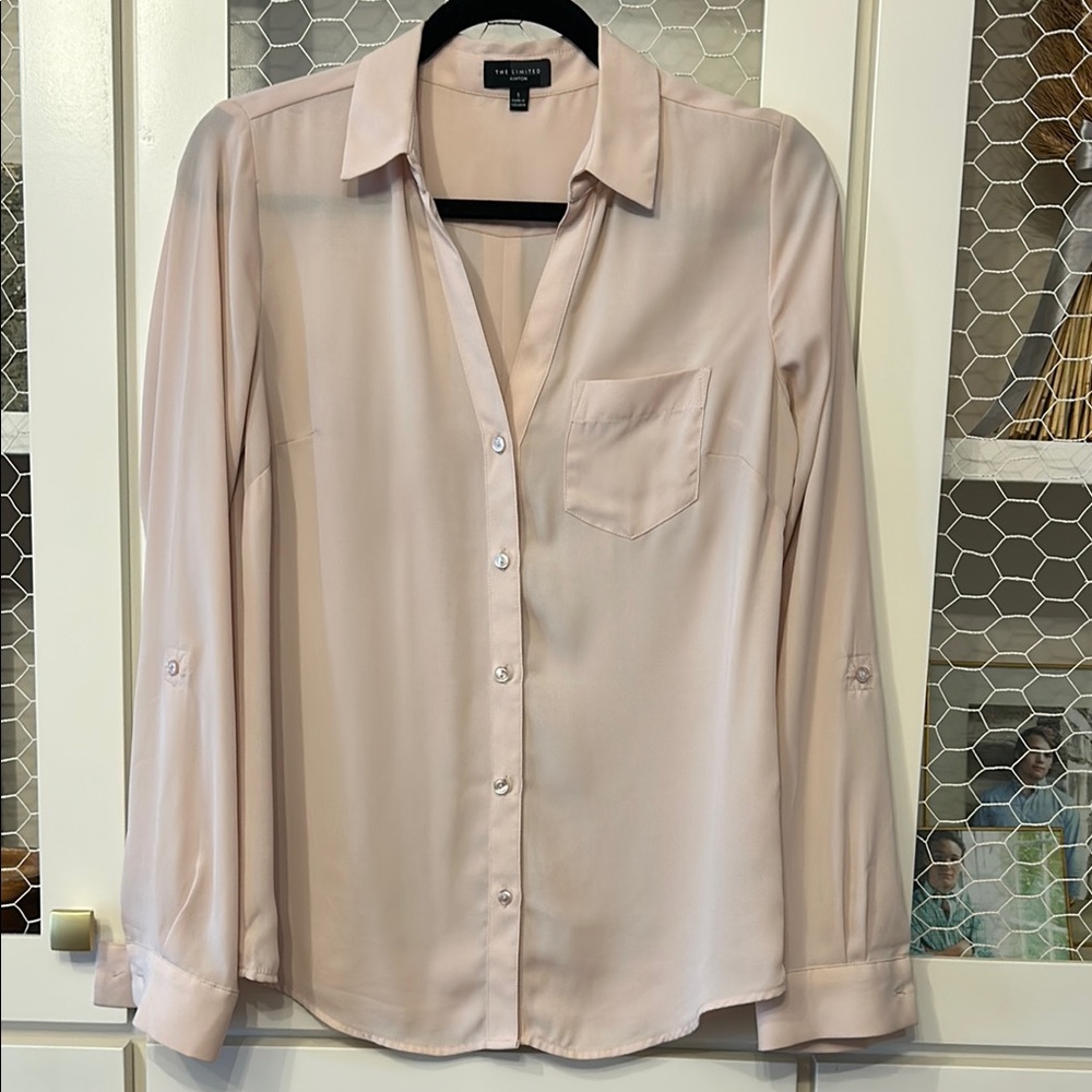 Express Light Pink, Blush, Button-Up Blouse